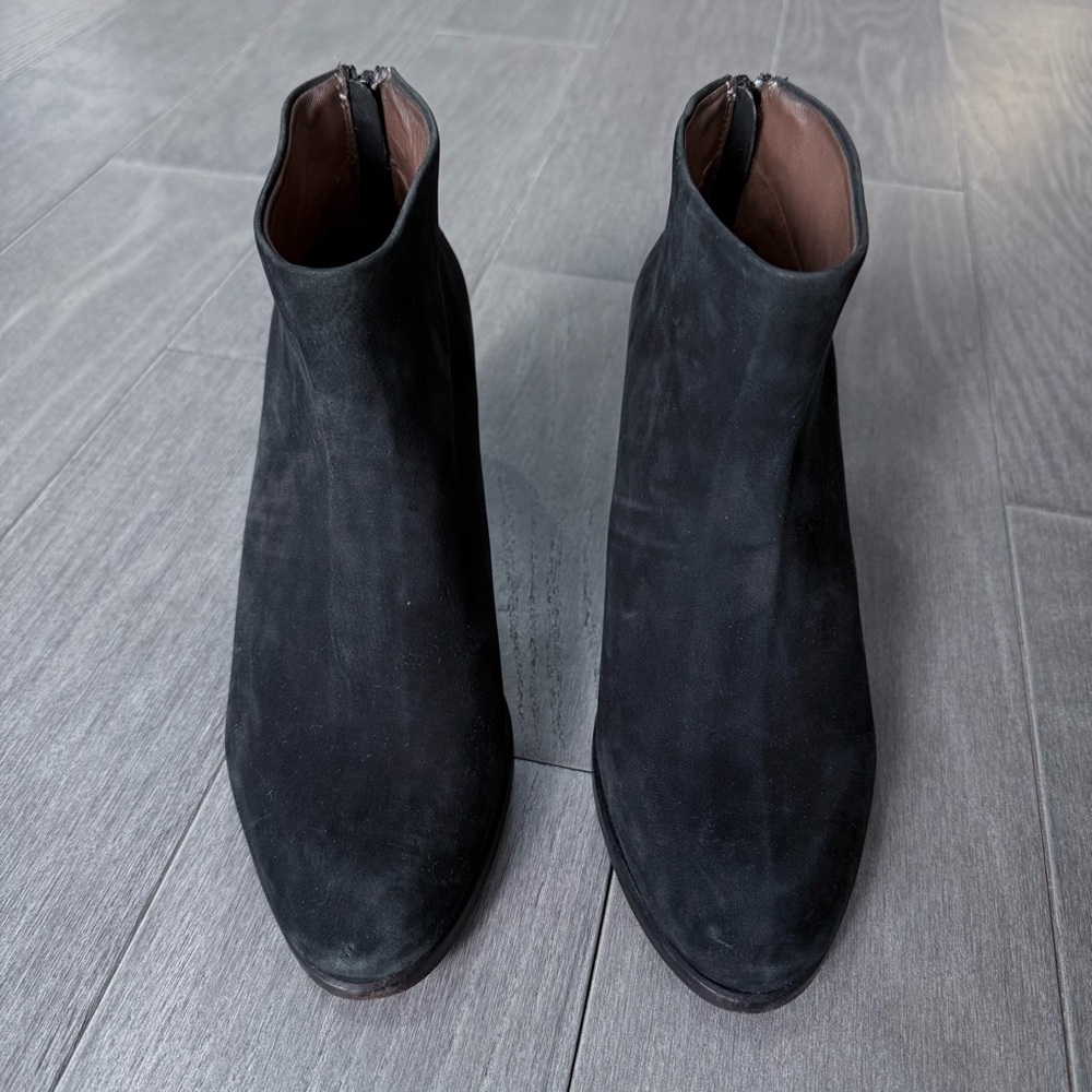 Rachel Comey Prose Black Suede Ankle Booties Stacked Heel 8 Minimalist Western - Picture 5 of 16